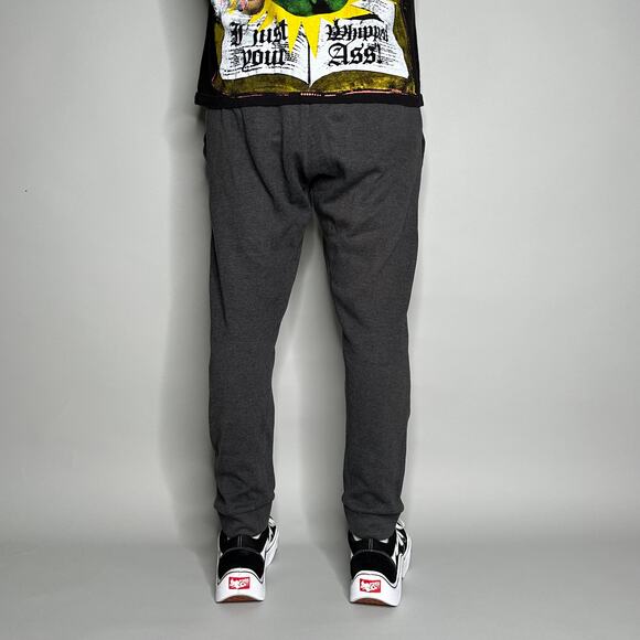 Vintage Y2K Nike Joggers Mens M Slim Fit Dark Grey White Swoosh Ankle Zippers - Picture 3 of 4